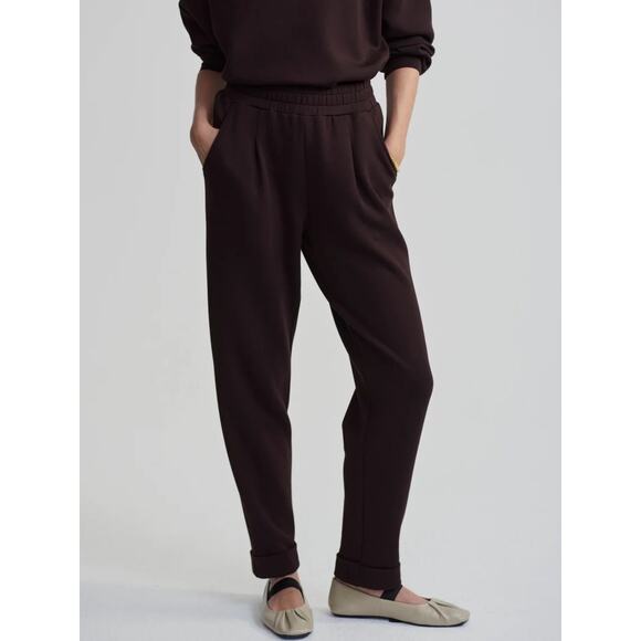 Varley Double Soft Rolled Cuff Track Pant Ankle Length Chocolate Brown XS - Picture 1 of 5